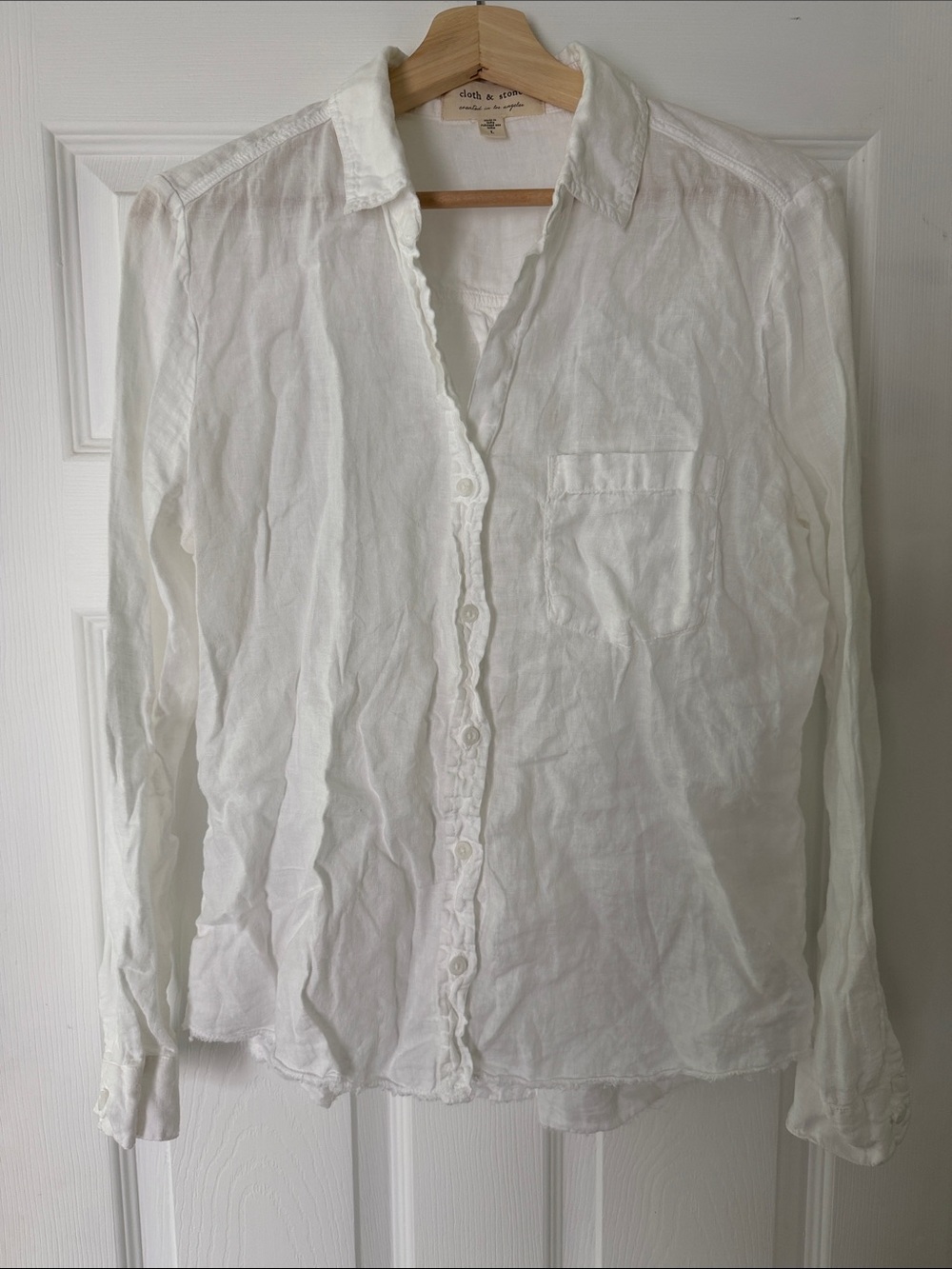 cloth & stone Cream-White Button Front Shirt